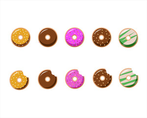 Vector illustration of donut full set style, flat design