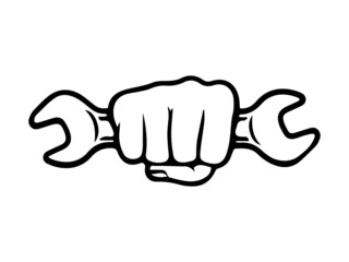 mechanic . auto service logo. icon.
wrench in hand. repairs. settings. help. business. services