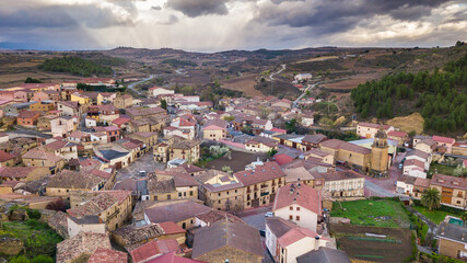 Fototapeta na wymiar aerial view of rural town in la rioja, Spain