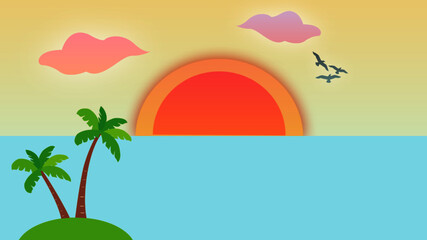 tropical island with palm trees