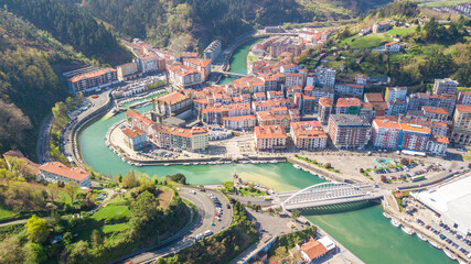 Fototapeta na wymiar aerial view of ondarroa fishing town, Spain