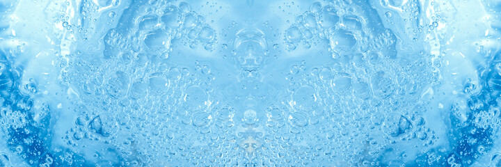 blue transparent clean drinking water abstract background. water surface with air bubbles background