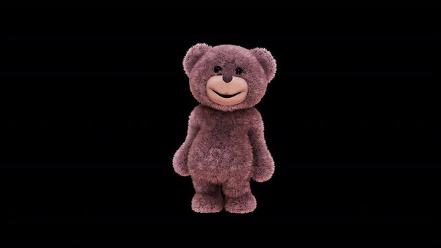 Teddy Bear Hello Loop on Alpha Channel