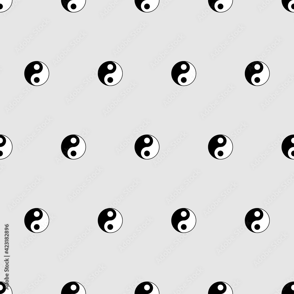 Poster Yin Yang Pattern. Vector Black White Yin Yang Pattern.