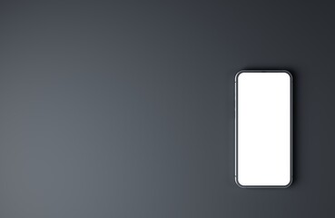 Smartphone mockup top view flat lay. New frameless smartphone front side mockup 3D rendering