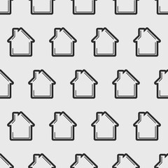 House Outline Pattern. Vector House Wallpaper Pattern.