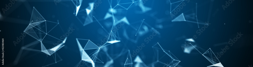 Poster network connection structure. abstract background with moving dots and lines. futuristic illustratio