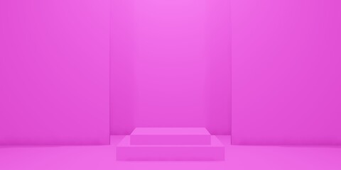 room purple podium for placing promotional items, 3d rendering