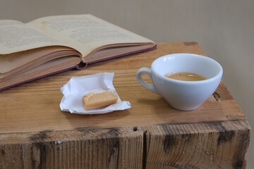 cup of coffee and book