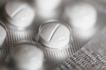 close up of pills in blister