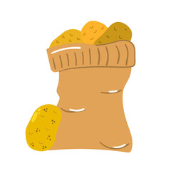 Hand drawn canvas bag with potatoes. Modern flat illustration.