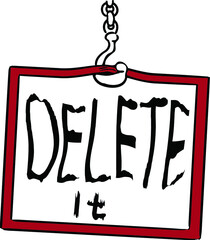 The nameplate hangs on a chain. It says delete it. 