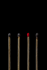 matches on black background