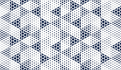 Dotted geometric 3D seamless pattern with cubes, dotty boxes blocks vector background, architecture and construction, wallpaper design.