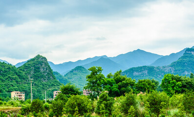 Landscape with mountains in summer