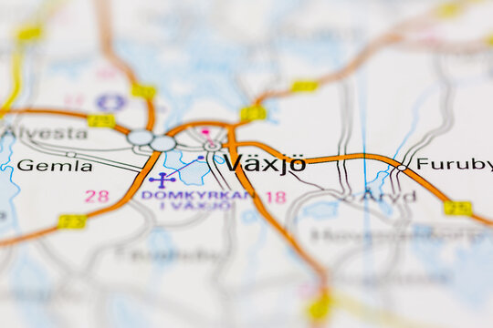 03-26-2021 Portsmouth, Hampshire, UK Vaxjo and surrounding areas Shown on a Geography map or road map