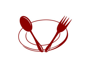 Plate and spoon restaurant logo icon