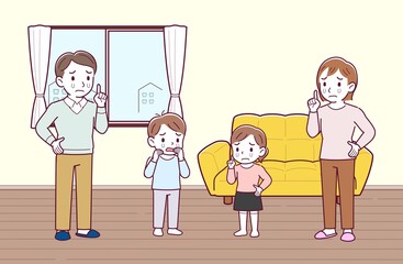 リビングにいる家族