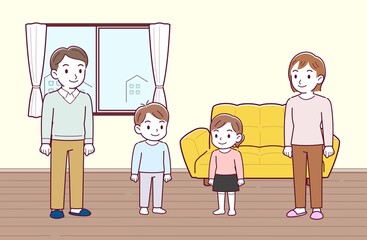 リビングにいる家族