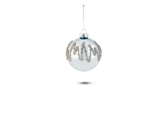 silver christmas ball isolated on​ white​ background​ with​ clipping​ path​
