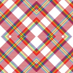 Rainbow Argyle Plaid Tartan textured Seamless Pattern Design