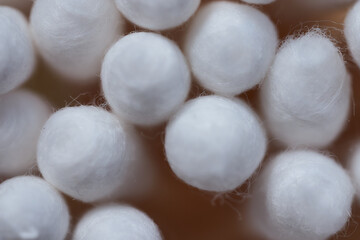 White cotton buds in macro mode