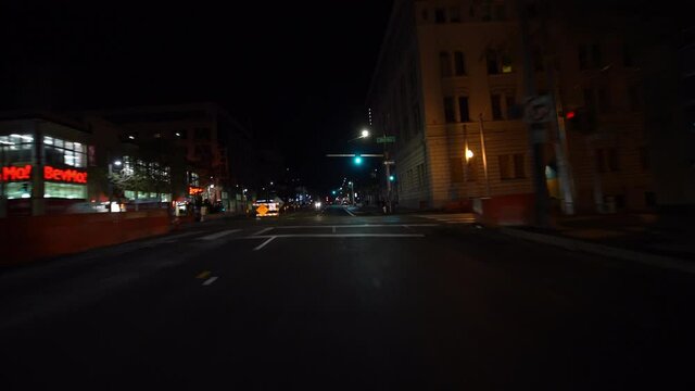 San Francisco Driving Plate Van Ness Ave Northbound 03 at Sutter St at Night California USA