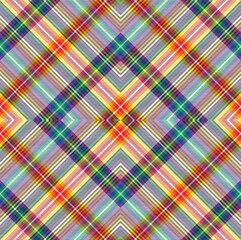 Rainbow Argyle Plaid Tartan textured Seamless Pattern Design