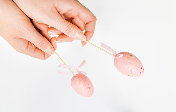 easter eggs on white background