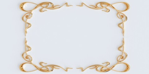 Gold frame isolated on white background. 3d rendering  - 423190626