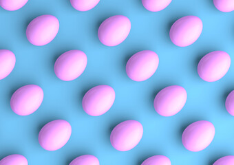Pink Eggs on Blue Background
