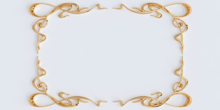 Gold Frame Isolated On White Background. 3d Rendering 