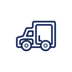truck icon vector illustration, shipping delivery truck. Thin line wagon delivery icon. Vector illustration isolated on a white background. Simple outline pictogram of delivery.