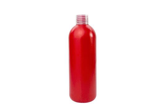 Red Bottle For Shampoo Isolated On White Background