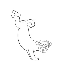 Sketch of a funny dog standing on its front paws