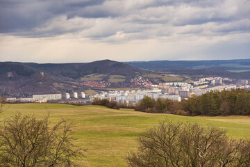 Blick auf das Neubaugebiet Lobeda in Jena, Thüringen, Deutschland	