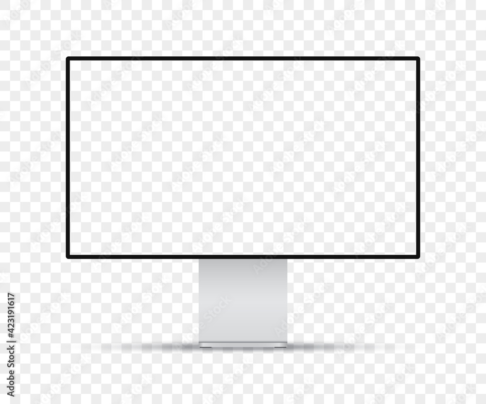 Poster Realistic computer monitor with blank screen on a transparent background