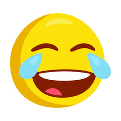 Tear of Joy Emoji Icon Illustration. Laughing Vector Symbol Emoticon Design Doodle Vector.