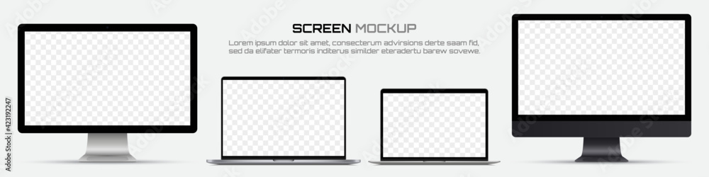 Leinwandbilder computer monitors and laptops with blank screen. mockup of screen device