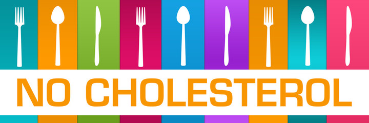No Cholesterol Colorful Boxes Spoon Fork Knife Horizontal Text 