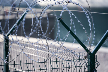 protection fence with barbed wire, barbed wire wall