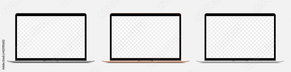 Leinwandbilder set of different realistic laptop with blank screen on a transparent background