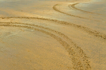 wheel tracks on the sand