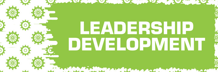 Fototapeta premium Leadership Development Green Gears Scratch Background Horizontal 