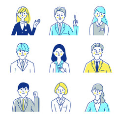 ビジネスパーソン男女9人　バストアップ　セット