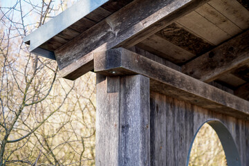 Natural wood with a fine structure, photographed outdoors in daylight
