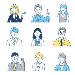 ビジネスパーソン男女9人　バストアップ　セット