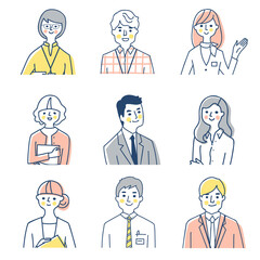 ビジネスパーソン男女9人　バストアップ　セット