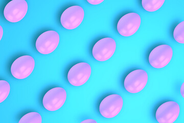 Pink Eggs on Blue Background