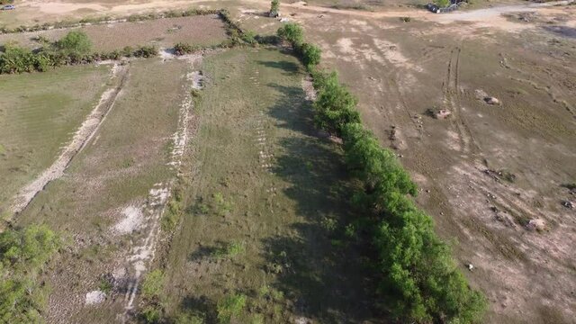 Drone view dry wetland after cleared at Malaysia